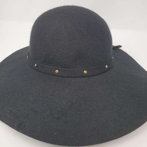 ECOTE URBAN OUTFITTERS 100% WOOL BLACK FLOPPY HAT BRASS STUDDED BAND WOMEN OS - Picture 8 of 12